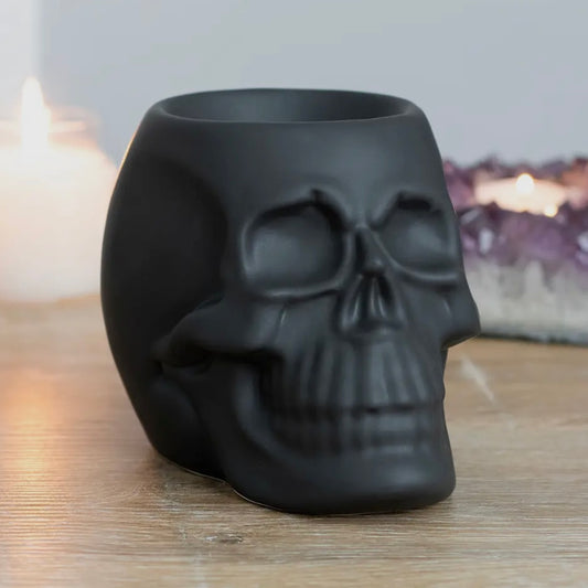 Large Black Skull Wax Burner