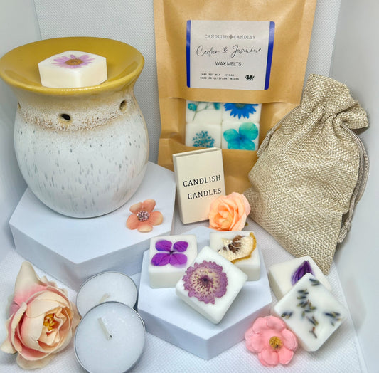 Luxury Botanical Wax Melt And Burner Gift Set