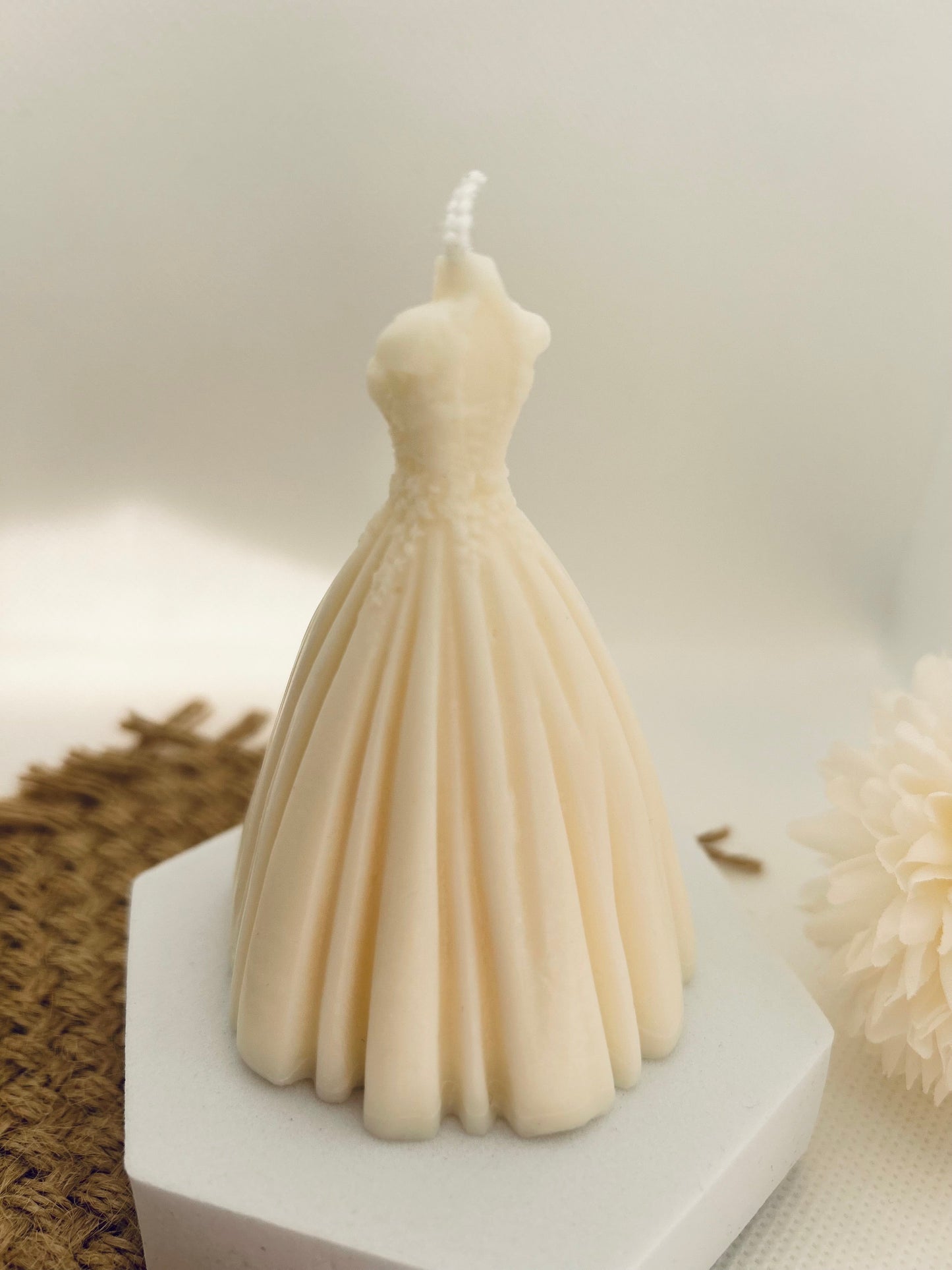 Small & Elegant Wedding Dress Candle - Slightly Fragranced