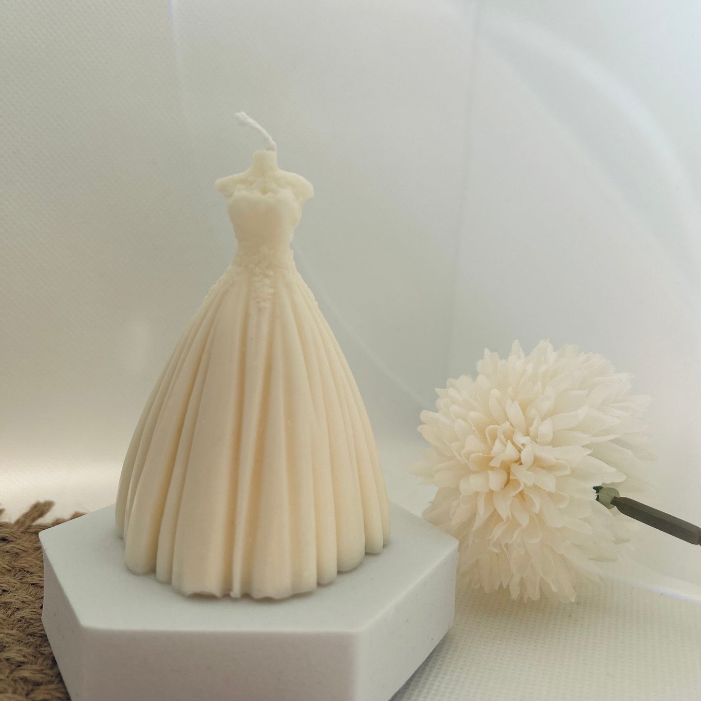 Small & Elegant Wedding Dress Candle - Slightly Fragranced