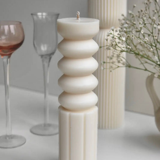 Tall Beaded Pillar Candle