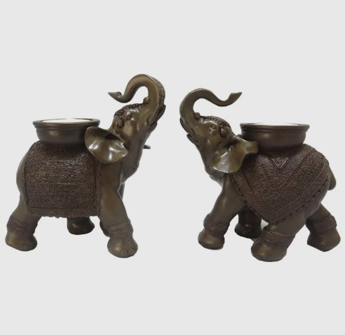 Solid Elephant Wooden Effect  Tealight Holder