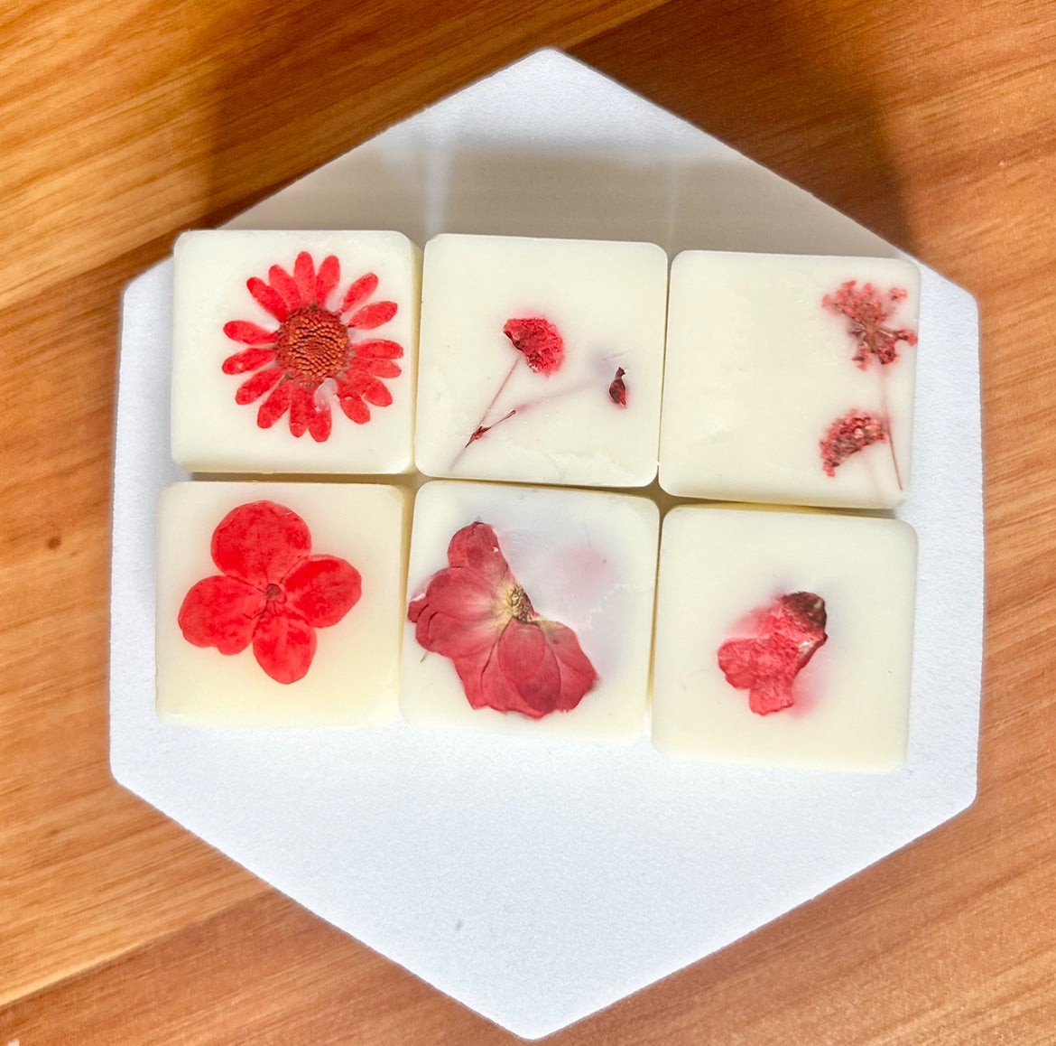 Event Favours - white laser cut box Including 4 Botanical Wax Melts Of Your Choice