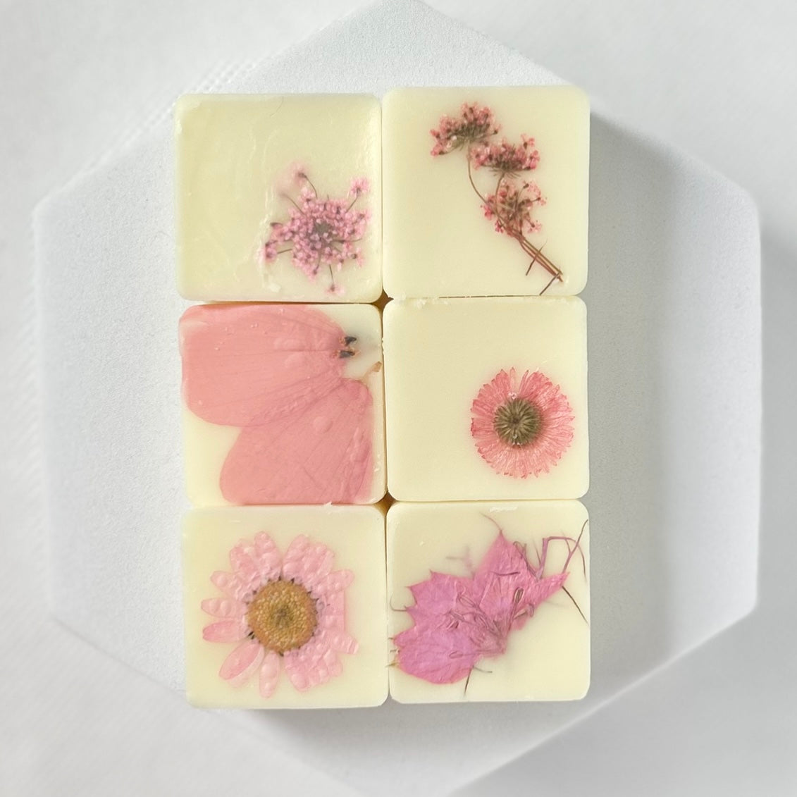 Event Favours - white laser cut box Including 4 Botanical Wax Melts Of Your Choice